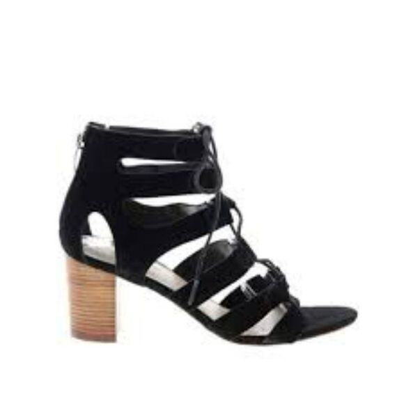 MARC FISHER SUEDE PARADOX GLADIATOR SANDAL BLACK SIZE 7 WIDE EEEUC - Picture 1 of 10